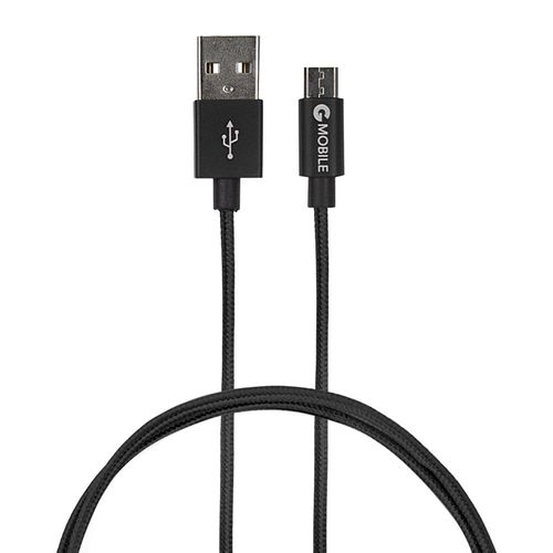 Cable micro usb a usb G Mobile 1 m, forrado de nylon, negro