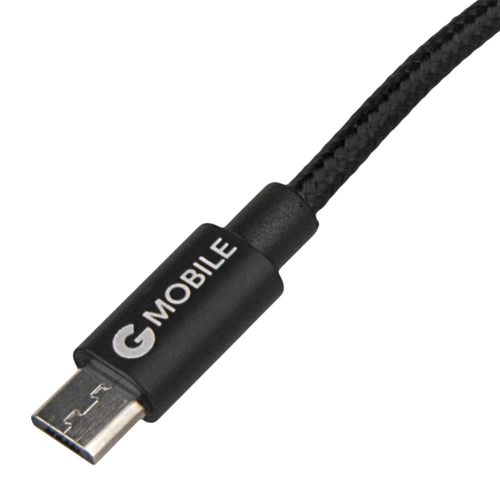 Cable micro usb a usb G Mobile 1 m, forrado de nylon, negro