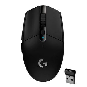 Mouse gamer Logitech G305 Lightspeed Wireless, receptor usb, 12000 dpi, 6 botones, usa pila, negro