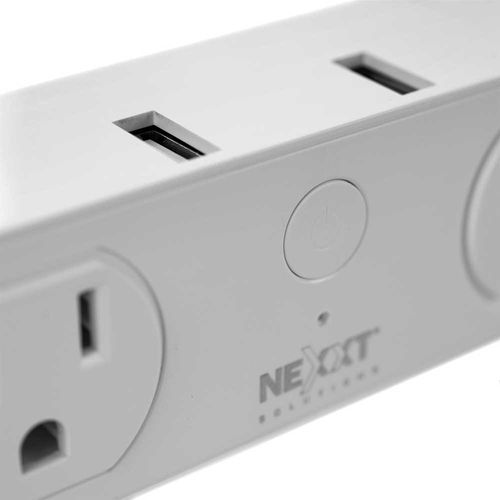 Enchufe inteligente wifi Nexxt NHP-D610 220V, 2 tomacorrientes universales, 2 puertos usb