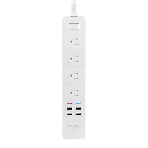 Extensión inteligente Wi-Fi Nexxt 4 tomacorrientes universales y 4 puertos de carga USB 220V 1.8m