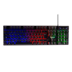 Teclado gamer Westminster Fagot membrana, alámbrico, conexión USB, 105 teclas, distribución en español, luces RGB, negro