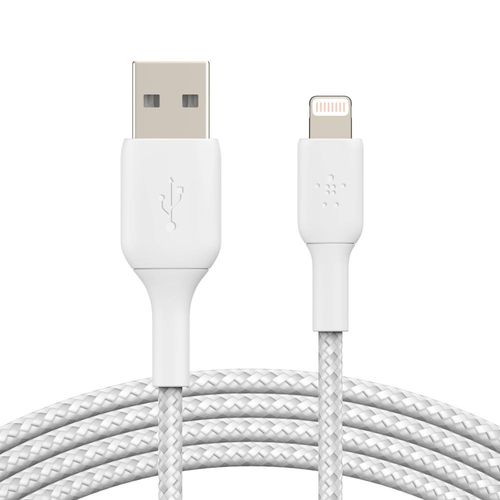 Cable Braided Lightning a USB-A 1m, blanco