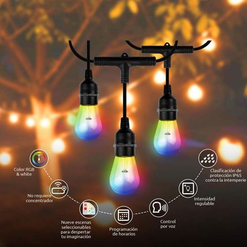 Guirnalda de luces inteligente Nexxt conexión wifi, blanco y multicolor, 14.6 m