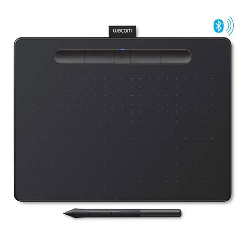 Tableta gráfica Wacom Intuos Medium, lápiz Pen 4K, área activa 21.6 x 13.5 cm, conexión micro usb/bluetooth, negro