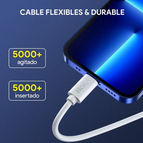 Cable USB a Lighting 1Hora 2.1A, 2 metro, blanco