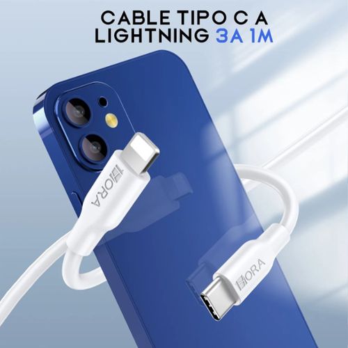 Cable USB Tipo-C a lightning 1Hora 3A, 1 metro, blanco