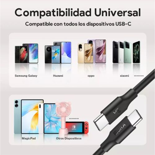 Cable Tipo USB-C a USB Tipo-C 1Hora 2m 3A