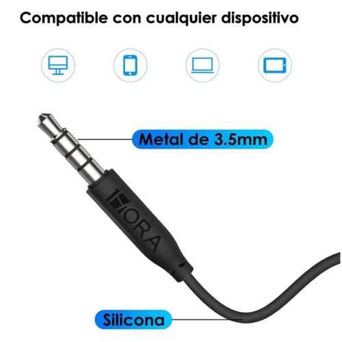 Audífonos alámbricos in ear con micrófono 1Hora AUT111 3.5mm