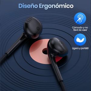 Audífonos in ear con micrófono 1Hora AUT124, 1.2 m, conexión USB Tipo-C, alámbricos, extra bass y control, negro