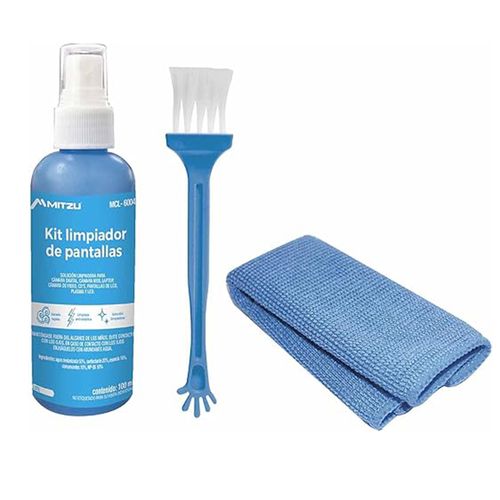 Líquido de limpieza Mitzu para pantallas 100 ml + cepillo + paño microfibra