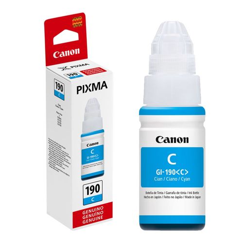 Botella de Tinta Canon GI-190 Cyan rinde 7000 páginas 70ml