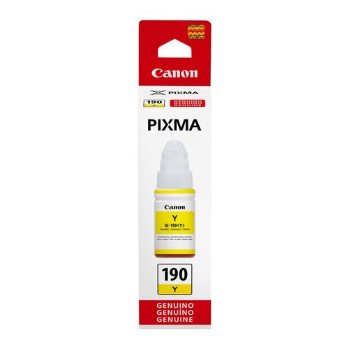 Botella de Tinta Canon GI-190 amarilla rinde 7000 páginas 70ml