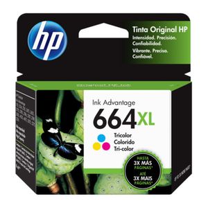 Cartucho de Tinta HP 664 XL Advantage tricolor rinde 480 páginas