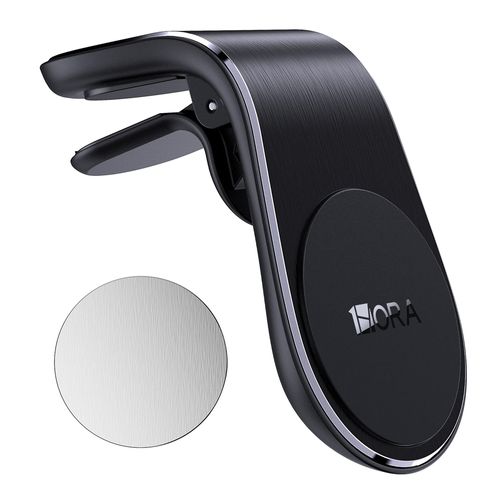 Soporte de celular 1Hora PJ098 para auto, magnético, aluminio, rotación de 360, equipado con 5 imanes, negro