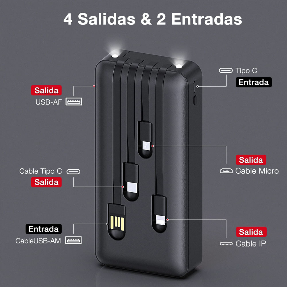 POWERBANK COOLBOX DP20 20000MAH CABLE INTEGRADO NEGRO - miniatura 3
