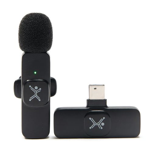 Micrófono para Streaming Perfect Choice Fidelity inalámbrico, reducción de ruido, clip para solapa, hasta 6 horas de batería, USB Tipo-C, negro
