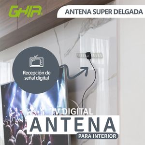 Antena para interior Ghia GANT-005 portátil, recepción de señal digital HDTV / ATSC