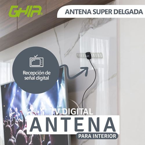 Antena para interior Ghia GANT-005 portátil, recepción de señal digital HDTV / ATSC