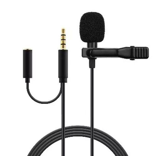 Micrófono de solapa BRobotix 3.5 mm + plug 3.5 mm hembra, negro