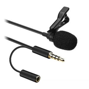 Micrófono de solapa BRobotix 3.5 mm + plug 3.5 mm hembra, negro