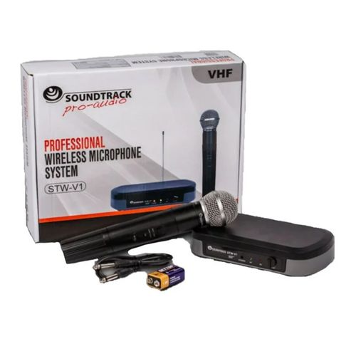 Micrófono inalámbrico Soundtrack STW-V1 VHF 220–260 MHz, LED, modulación FM, salida balanceada, negro