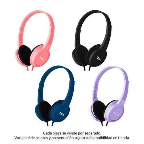 Audífonos on ear T2GO TG-H04962 alámbricos, micrófono incorporado, 3.5 mm, control de música y llamadas, multicolor