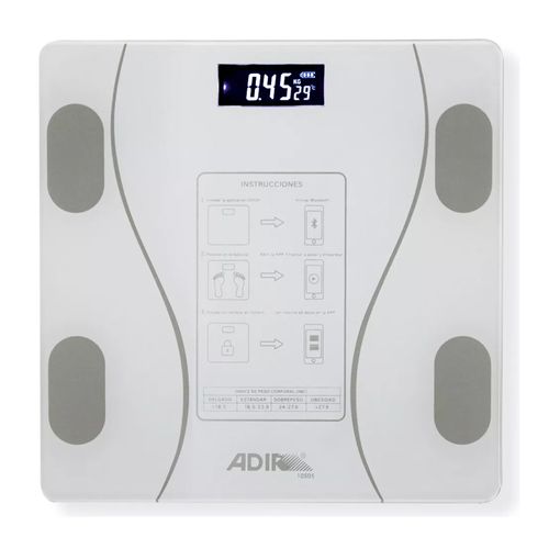 Bascula para cuerpo digital ultra liger conexión bluetooth, plataforma de cristal, carga máx. de 150kg