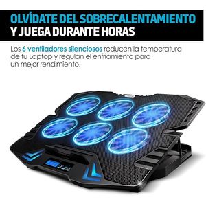Ventilador para laptop gamer,Redlemon 17", 6 ventiladores,negro