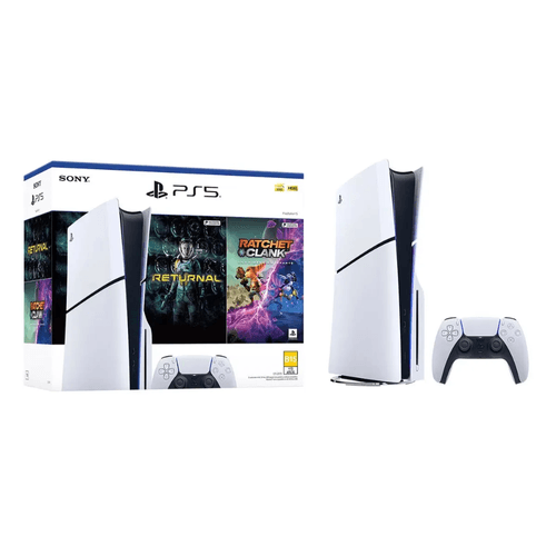 Consola PlayStation 5 Standard 1TB Slim con lectora de discos + 2 juegos (Ratchet & Clank: Rift Apart/Returnal), color blanco