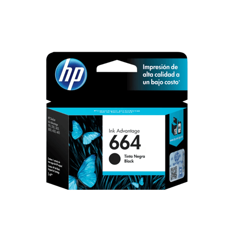 Cartucho de tinta HP 664 negra original, rinde 120 páginas