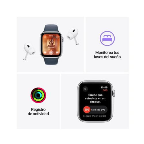 Apple Watch SE 2 GPS, Caja de Aluminio Color Medianoche de 44mm, Correa Deportiva S/M