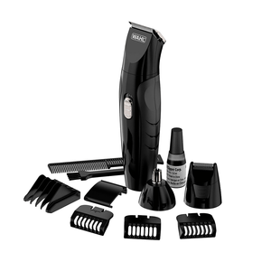 Máquina Rasuradora Cortadora Wahl Para Nariz Y Orejas, Kit de 12 piezas, All in One, Color Negro