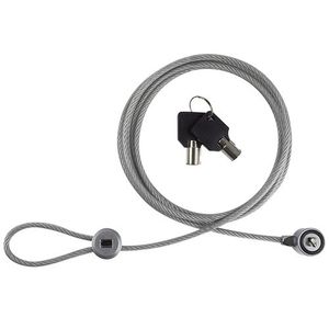 Candado portátil Perfect Choice para laptop con cable de acero incluye juego de llaves, 2 metros, color gris