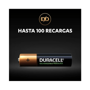 Pila Recargable AAA Duracell paquete con 4 piezas, alta capacidad de carga 900mAh