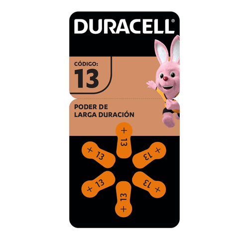 Pilas auditivas 13, larga duración zinc aire 1.45V, paquete con 6 pilas