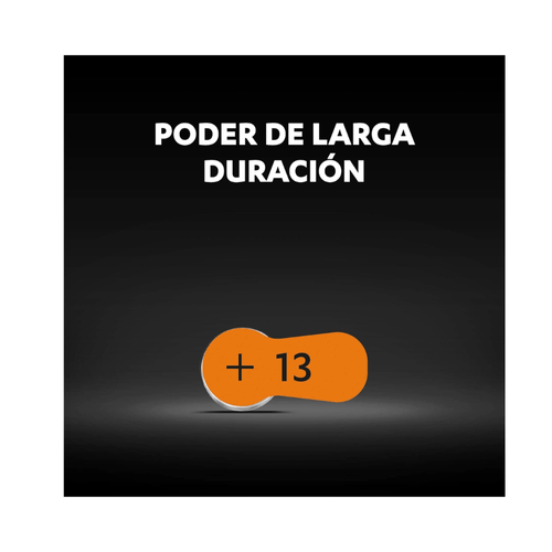 Pilas auditivas 13, larga duración zinc aire 1.45V, paquete con 6 pilas