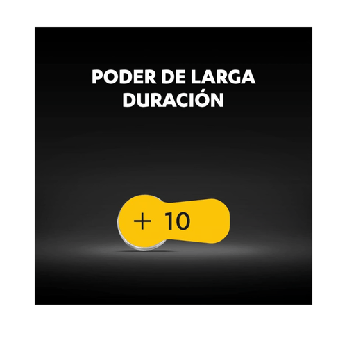 Pilas auditivas 10, larga duración zinc aire 1.45V, paquete con 6 pilas