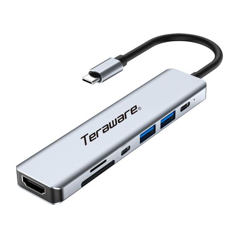 Adaptadores multipuerto WESTMINSTER USB 7 puertos, 1 x USB 3.0, 1 x USB 2.0, 2 x USB Tipo-C, SD, TF, HDMI