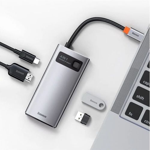 Adaptadores multipuerto Baseus 4 en 1 conector tipo C con puertos usb 3.0 x1,usb 2.0 x1,hdmi,puerto de carga pd
