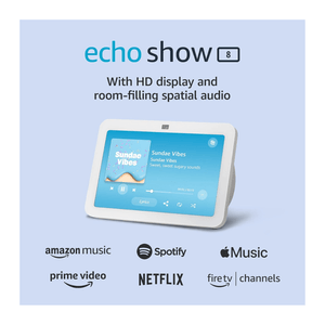 Pantalla Inteligente Echo Show 8, 3.ª generación, modelo de 2023,Con audio espacial, hub de Casa Inteligente y Alexa, Blanco