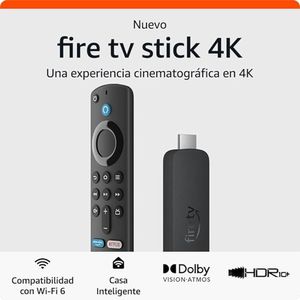Convertidor a Smart TV Amazon Fire TV Streaming 4K, Dolby Atmos, Dolby Vision, 8GB, 1GB RAM, compatibilidad WiFi 6, control de voz Alexa, negro