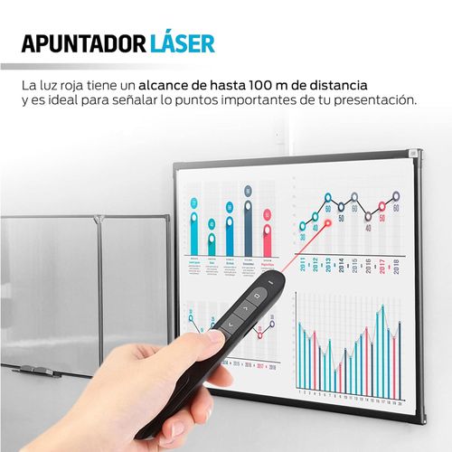 Apuntador laser y presentador Redlemon inalámbrico, USB, 20m de alcance, negro