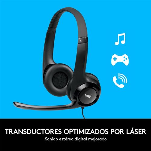 Audífonos alámbrico Logitech H390 con micrófono, conexión usb, control de volumen, cable 1.9m, color negro