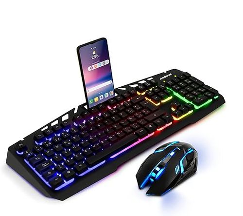 Kit de Teclado y Mouse Gamer Alámbrico, Redlemon,USB con Luz Led