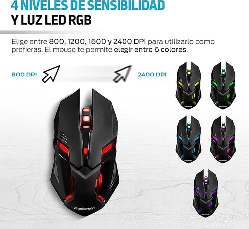 Kit de Teclado y Mouse Gamer Alámbrico, Redlemon,USB con Luz Led