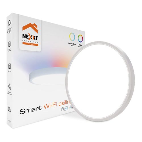Lámpara de techo inteligente Nexxt NHB-C810 Wi-Fi, con luz trasera, RGB
