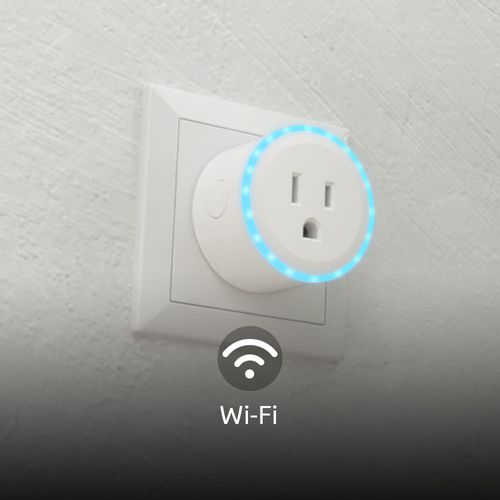 Enchufe inteligente Nexxt NHP-S610 WiFi, Anillo de luz LED RGB, control remoto app Nexxt Home, control de voz Alexa, Siri, Ok Google, blanco