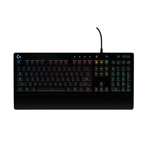 Teclado gamer Logitech G G213 Prodigy alámbrico, conexión usb, luces RGB