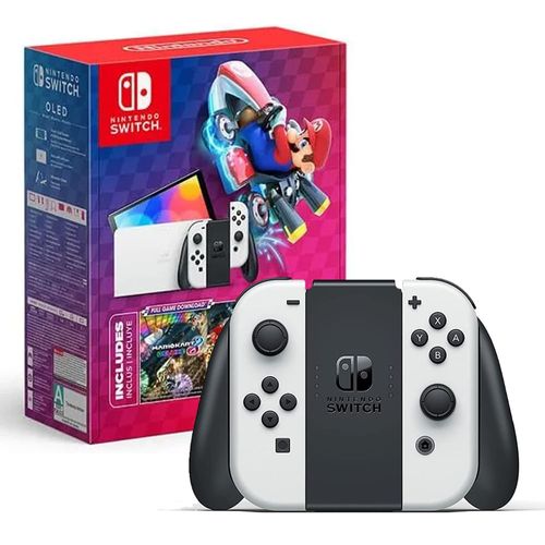 Consola Nintendo Switch Oled blanco Bundle Mario Kart 8 + 3 Meses Nintendo Switch Online